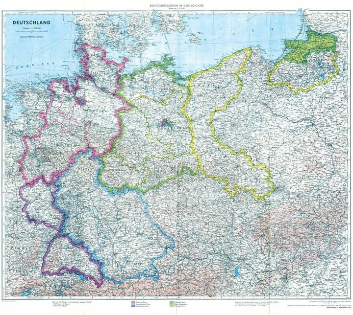 Image du produit Carte historique : Allemagne avec zones d'occupation - 1er septembre 1945 (plano)