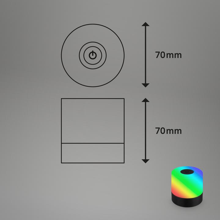Produktbild Briloner Akku RGB LED Tischleuchte, schwarz, 1xLED/1,5W (100 lm)