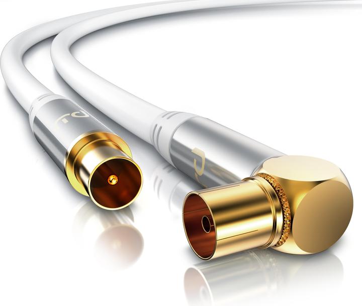 Actual product image Primewire Antenna cable angled, coaxial cable 75 Ohm HDTV, radio, DVB-T DVB-T2 DVB-S2 TV antenna cable (135 dB, Antenna cable)