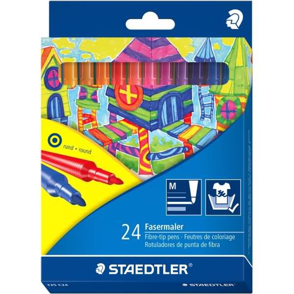 Produktbild Staedtler Fasermaler Noris Club, 24er Kartonetui Minenstärke: 1,0 mm, rund, leicht auswaschbar, Kappe mit (In Schreibfarbe, 24 x)