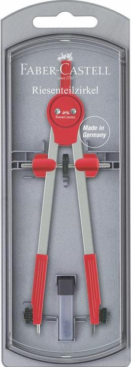 Actual product image Faber-Castell Lead compass, red, blue, black assorted, for circles up to Ø 340 mm