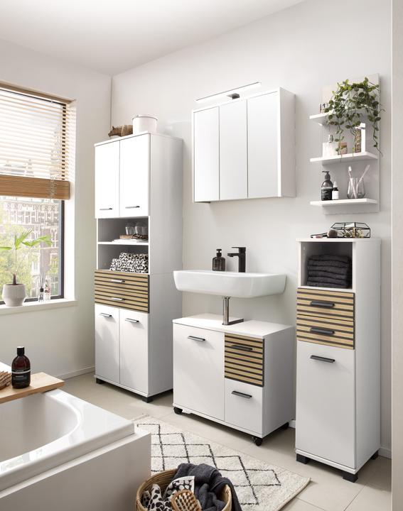Image du produit Schildmeyer Katta Highboard 30 cm blanc mat / aspect panneaux acoustiques
