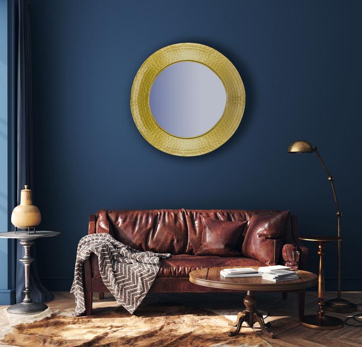 Actual product image FineBuy Wall mirror hallway mirror round metal 60 cm mirror hallway hammered finish
