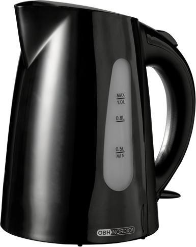 OBH Nordica Nemo, 1 L, 2200 W, Noir, Indicateur de niveau d'eau, Sans fil, Filtration (1 l)