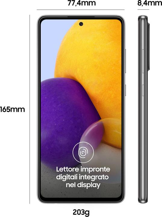 Image du produit Samsung Galaxy A72 UE (128 Go, Noir, 6.70", Double SIM, 64 Mpx, 4G)