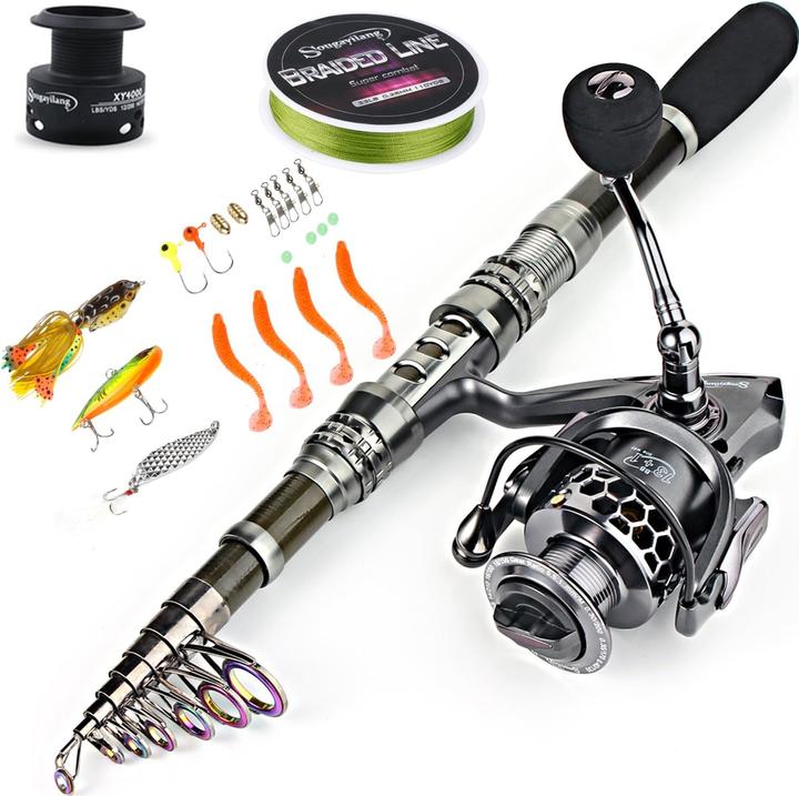 Immagine prodotto Sougayilang Set completo per la pesca con borsa di trasporto 2,4M (Telescopio, 240 cm)