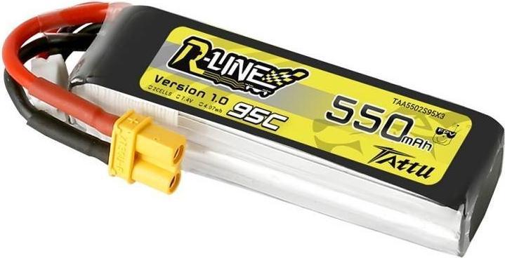 Image du produit Tattu R-Line 550mAh 7.4V 2S1P 95C Lipo Battery (7.40 V, 550 mAh)