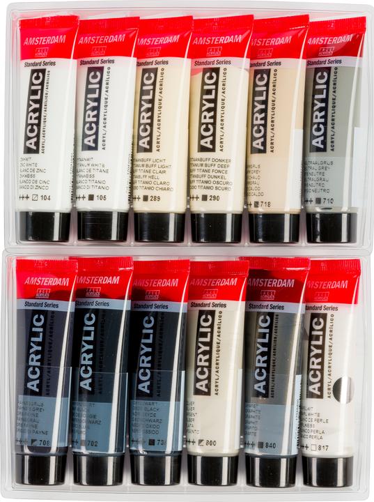 Produktbild Amsterdam Acrylfarbe Greys 12 Tuben à 20 ml (Mehrfarbig, 20 ml)