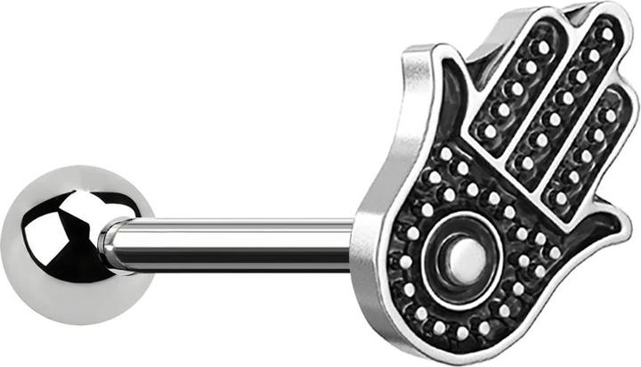 Produktbild Star Piercing Micro Barbell silber Hamsa (Chirurgenstahl 316L, Messing)