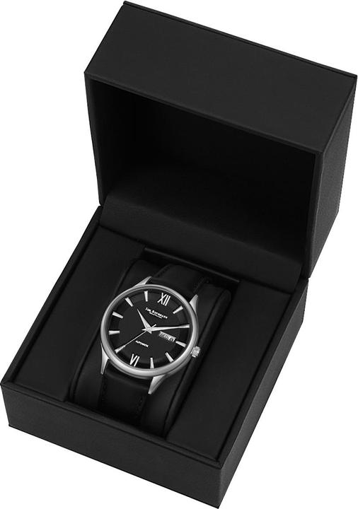 Actual product image John Rothmann Mens Automatic Watch Leopold Genuine Leather Black - 26883 (Analogue wristwatch, 40 mm)