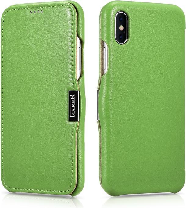 Produktbild iCarer iPhone X/XS - Luxury Series Flip Case Grün RIX02 (Apple iPhone X, Apple iPhone XS)