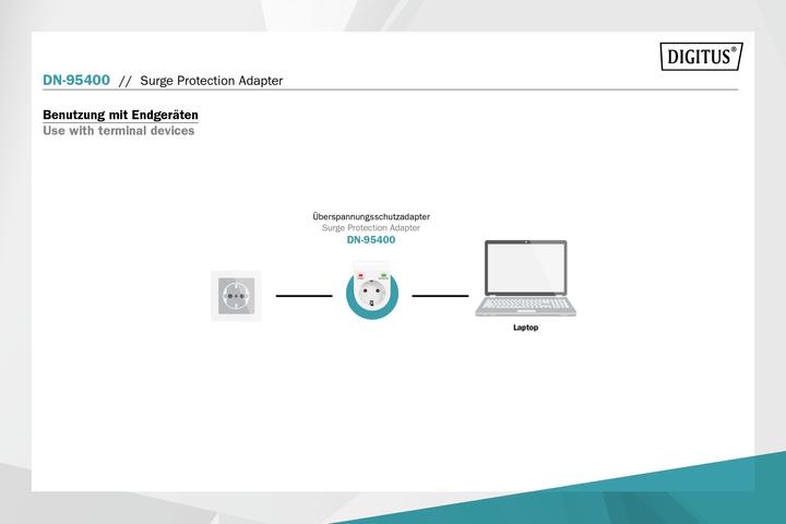 Image du produit Digitus Adaptateur de protection contre les surtensions. LED 1xCEE 7/7 TV-GS CE-LVD