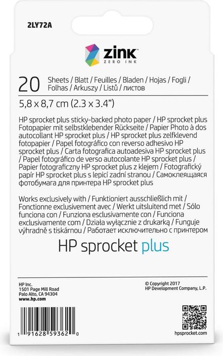 Produktbild HP Sprocket Plus (258 g/m², 5.8 x 8.7 cm, 20 x)