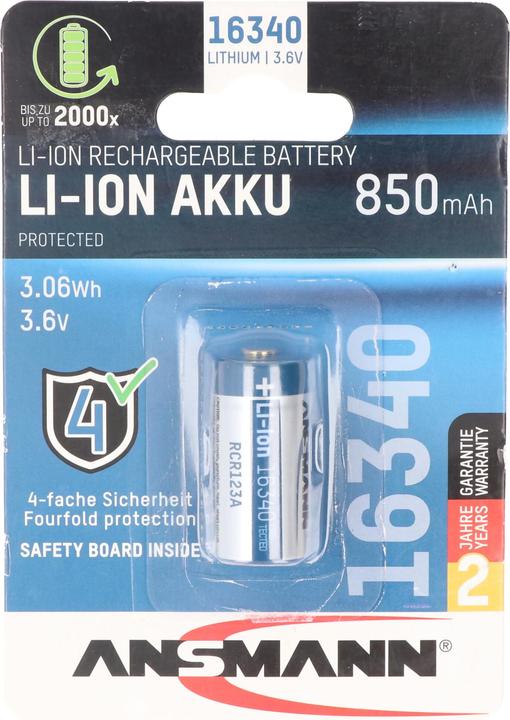 Ansmann Batterie 16340 850mAh 1 pc. (1 pcs, C, 850 mAh)