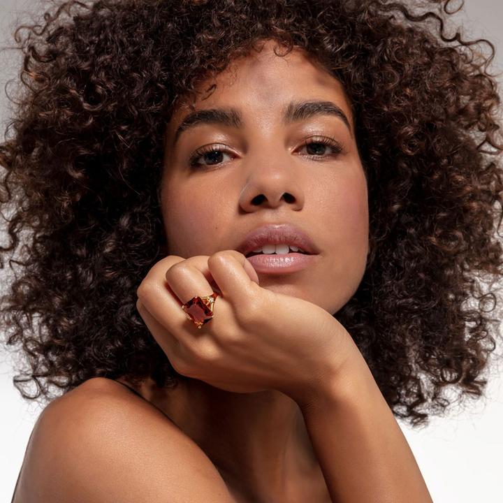Image du produit Thomas Sabo Bague pierre orange grande avec étoile (54, Argent 925)