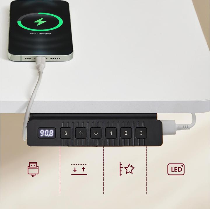 Image du produit Songmics Piètement de table avec plateau 120 x 60 cm, réglable en hauteur (120 x 60 x 120 cm)