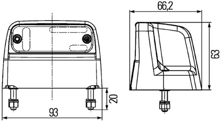 Actual product image Hella 36 Side-mounted licence plate lights LED surface-mounted for KOMATSU SCHMITZ