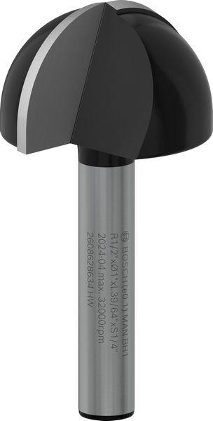 Produktbild Bosch Professional Zubehör Hohlkehlfräser, 1/4-Zoll, R1 12,7 mm, D 25,4 mm, L 15,6 mm, G 49 mm