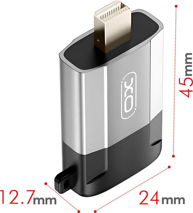 Produktbild xO Adapter GB015 mini Displayport - HDMI 4K grau (HDMI, 4.50 cm)