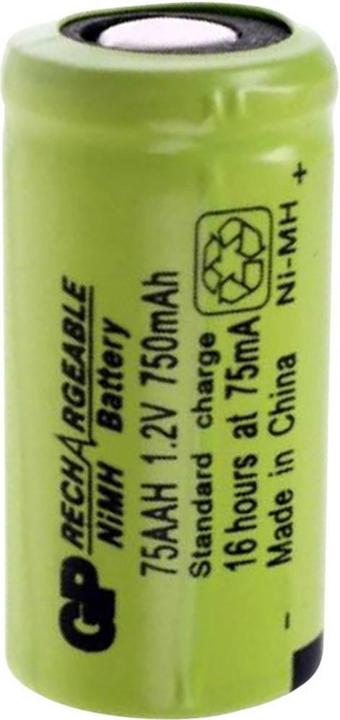 Immagine prodotto GP Batteries Batteria ricaricabile speciale 2/3 AA Flat-Top NiMH GP75AAH 1,2 V 750 mAh (1 pz., Specifico del dispositivo, 750 mAh, Accumulatore di carica elettrica)