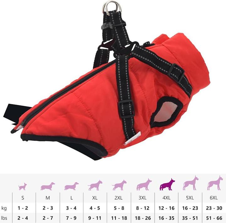 Produktbild VidaXL Hundemantel mit Geschirr Wasserdicht Reflektierend (32, Hundemantel)