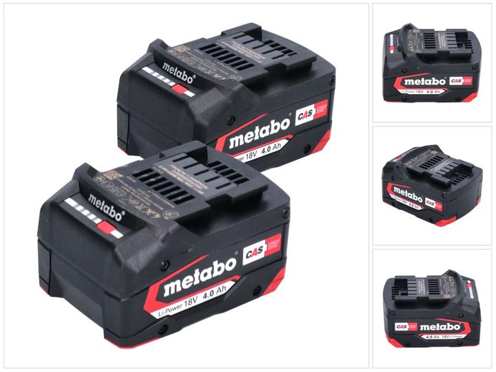 Metabo Battery set 2x Li-Power battery pack 18 V 4.0 Ah CAS Li-Ion ( 2x 625027000 ) with charge level (18 V)
