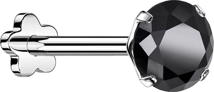 Produktbild Star Piercing Micro Threadless Labret Blume silber mit Kristall schwarz gefasst (Titan G23, ohne Messing)
