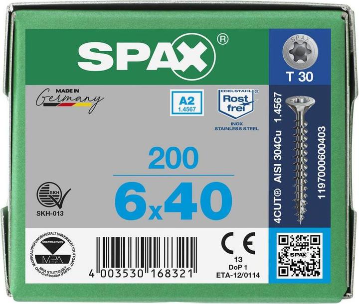 Image du produit Spax Vis pour panneaux agglomérés A2 (200 Vis par pièce)