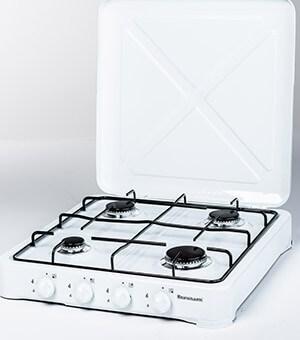 Actual product image Ravanson K-04T cooker Black, White Countertop Gas 4 zone (s)