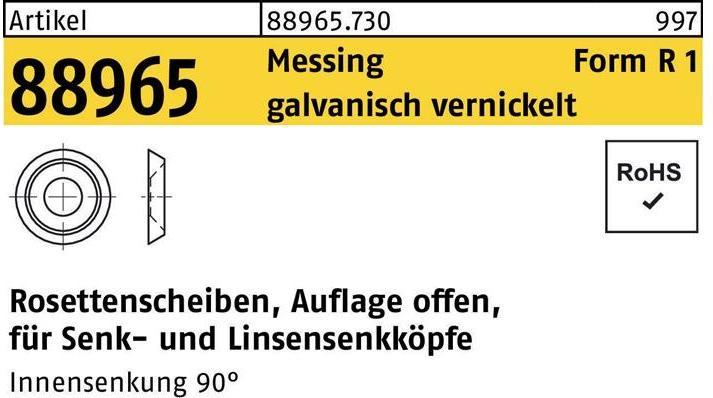 Productafbeelding Rozetring R 88965 open 7,0 x12,5 x3,2 Messing gegalvaniseerd vernikkeld