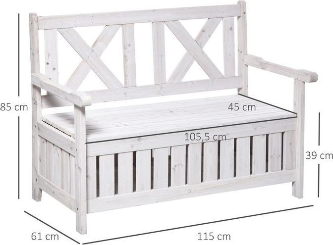 Image du produit Swisshandel24 Gartensitzbank 2-Sitzer mit Stauraum Tanne 115x61x85 cm