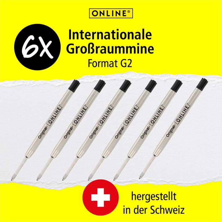 Produktbild Online Kugelschreiberminen M schwarz, 6 St. (Ersatzmine, Schwarz, 0.60 mm)