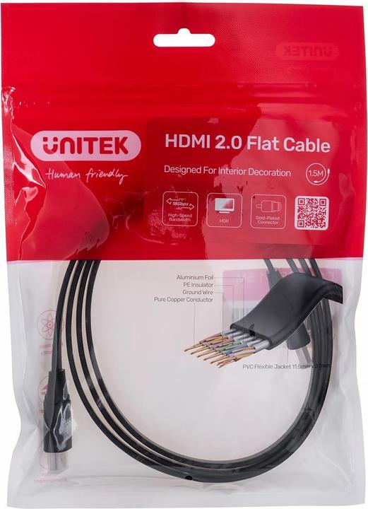 Immagine prodotto Unitek CAVO HDMI 2.0 4K60HZ PŁASKI 1 5M (1.50 m, HDMI)