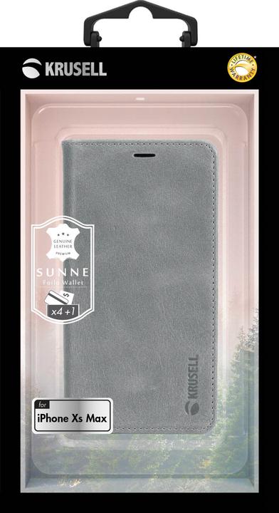 Actual product image Krusell Sunne 4 Card FolioWallet Apple iPhone XS Max vintage pilkas (Apple iPhone XS Max)