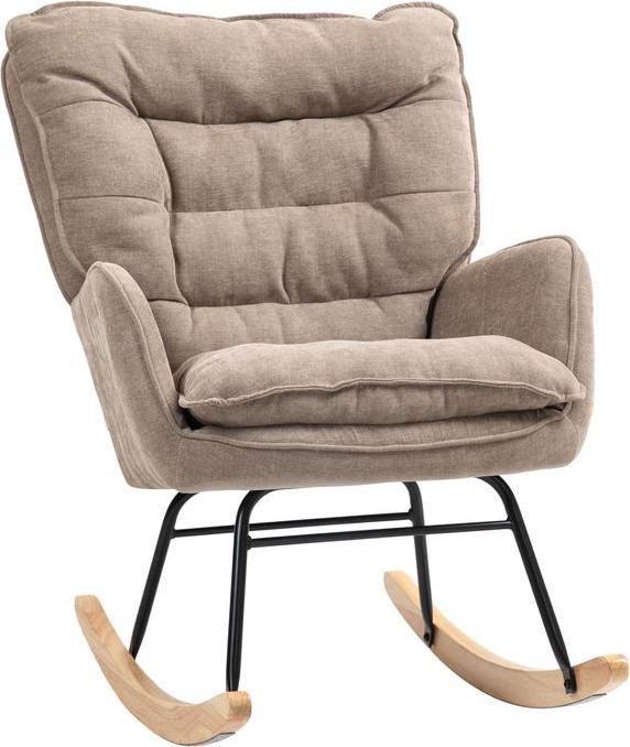 Image du produit Swisshandel24 Schaukelstuhl Armlehnsessel mit Chenilleoptik für Schlafzimmer, bis 12kg, braun