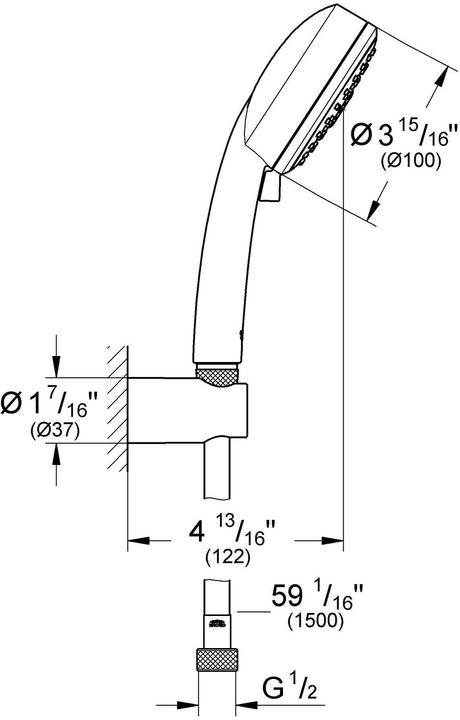 Actual product image Grohe Tempesta Cosmopolitan 100 (3 Beam types, 9.50 l/min)