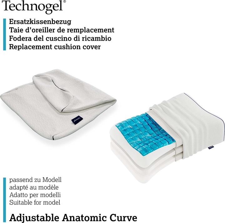 Image du produit Technogel Coussin ajustable Anatomic Curve Housse de remplacement (Taie d'oreiller, 66 x 40 cm)
