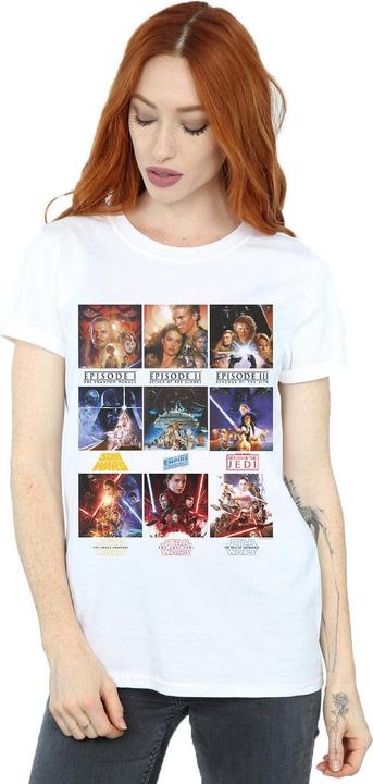 Actual product image Star Wars Womens/Ladies Poster Saga Cotton Boyfriend T-Shirt (5XL)