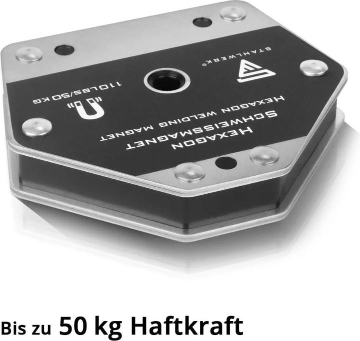 Actual product image Stahlwerk Hexagon welding magnet, powerful magnet 50 kg holding force set of 2