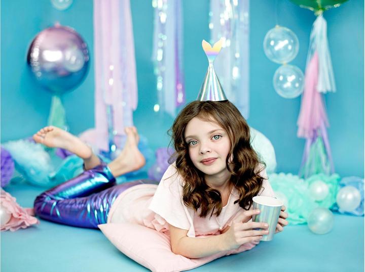 Actual product image Partydeco Party hats mermaid iridescent, 18 x 8 cm, 6 pieces
