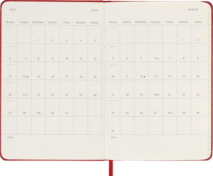 Actual product image Moleskine Schüleragenda Hard Cover Weekly Notebook (9 x 14 cm, English)