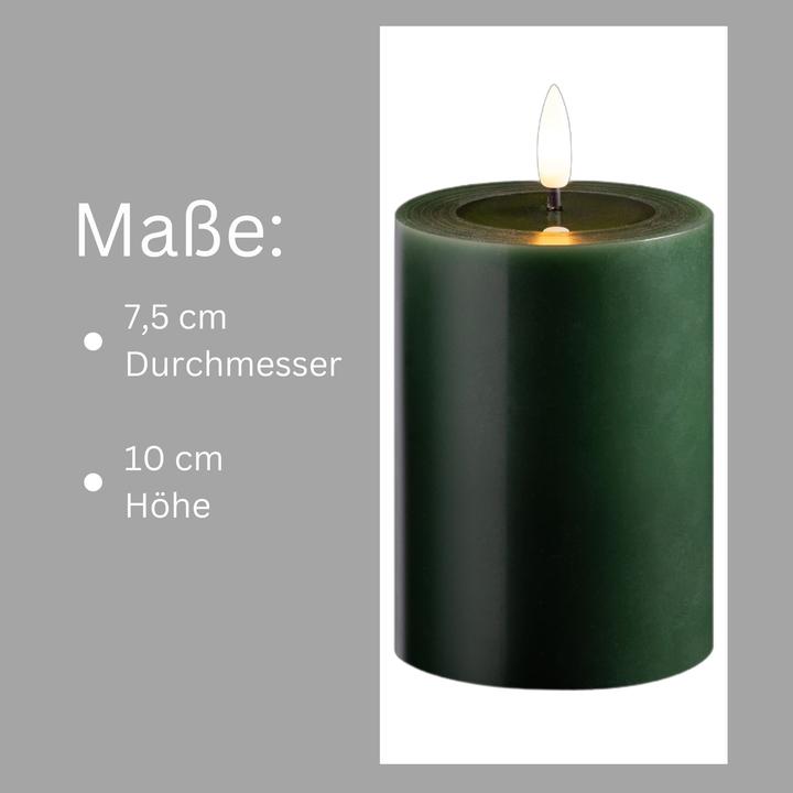 Produktbild Novaliv 2er Set Led Kerzen flackernde Flamme mit Echtwachspiegel grün 7,5cm ø 1x 12,5 cm, 1x10 cm Höhe, LED (2 x)