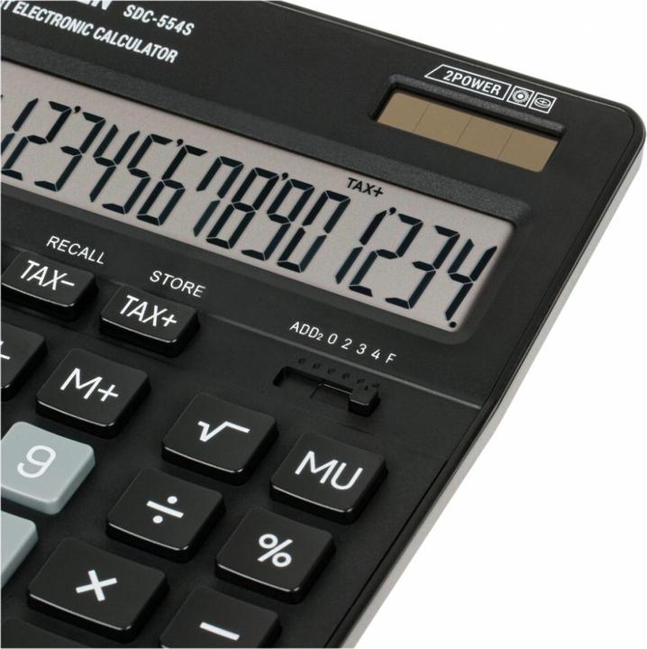 Actual product image Eleven Calculator SDC554S calculator black tabletop 14 places dual power supply (Electrical connection)