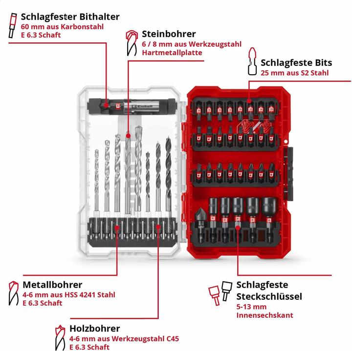 Produktbild Einhell 108759 39teilig Bohrer- und Bit-Sortiment (4 mm, 5 mm, 6 mm, 8 mm)