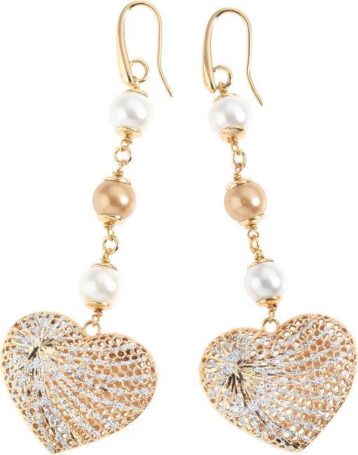 Actual product image Ottaviani Bronze earrings with silver glitter and bijoux pearls