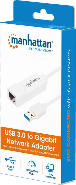 Actual product image Manhattan USB to Ethernet Adapter (USB, RJ45 (1x))
