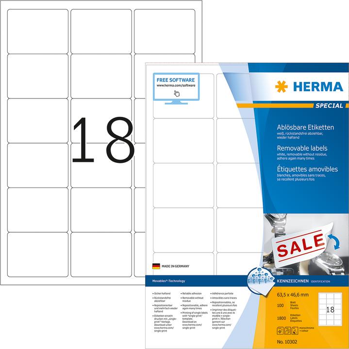 Produktbild HERMA Ablösbare Etiketten A4