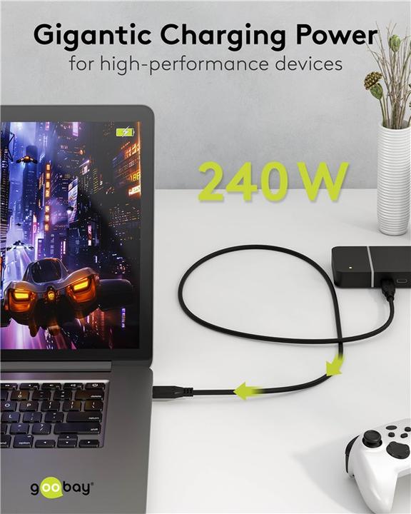Immagine prodotto Goobay Cavo USB-C, USB4, 240 W, 20 Gbit/s, Power Delivery, 2 m (2 m, USB 4.0)
