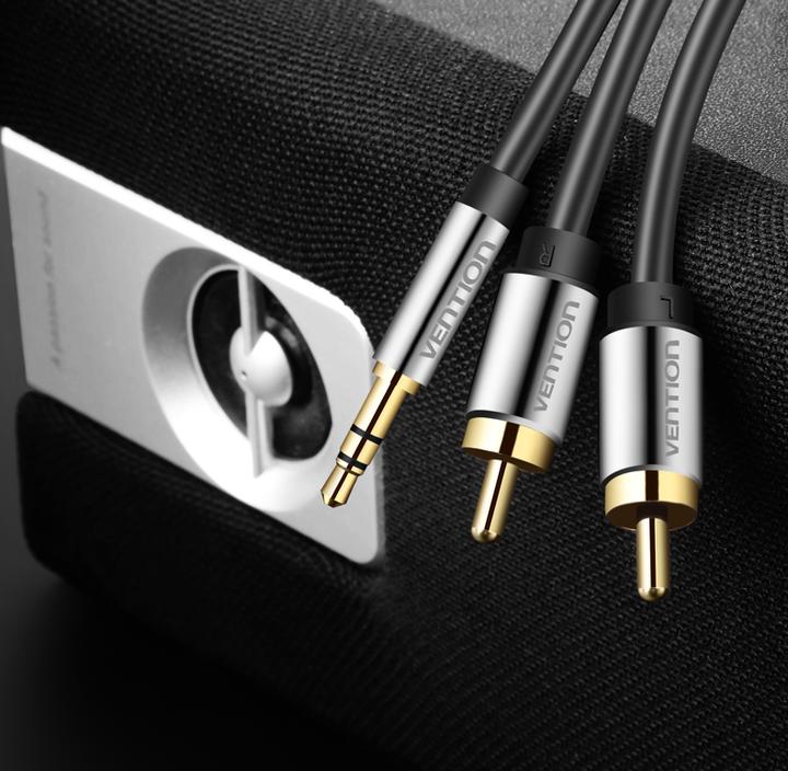 Produktbild Vention BCFBG 2x RCA cable (Cinch) jack 3.5mm, 1.5m (black) (1.50 m, Cinch)