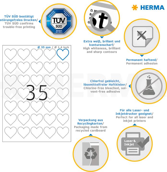 Image du produit Herma Étiquettes coeur A4